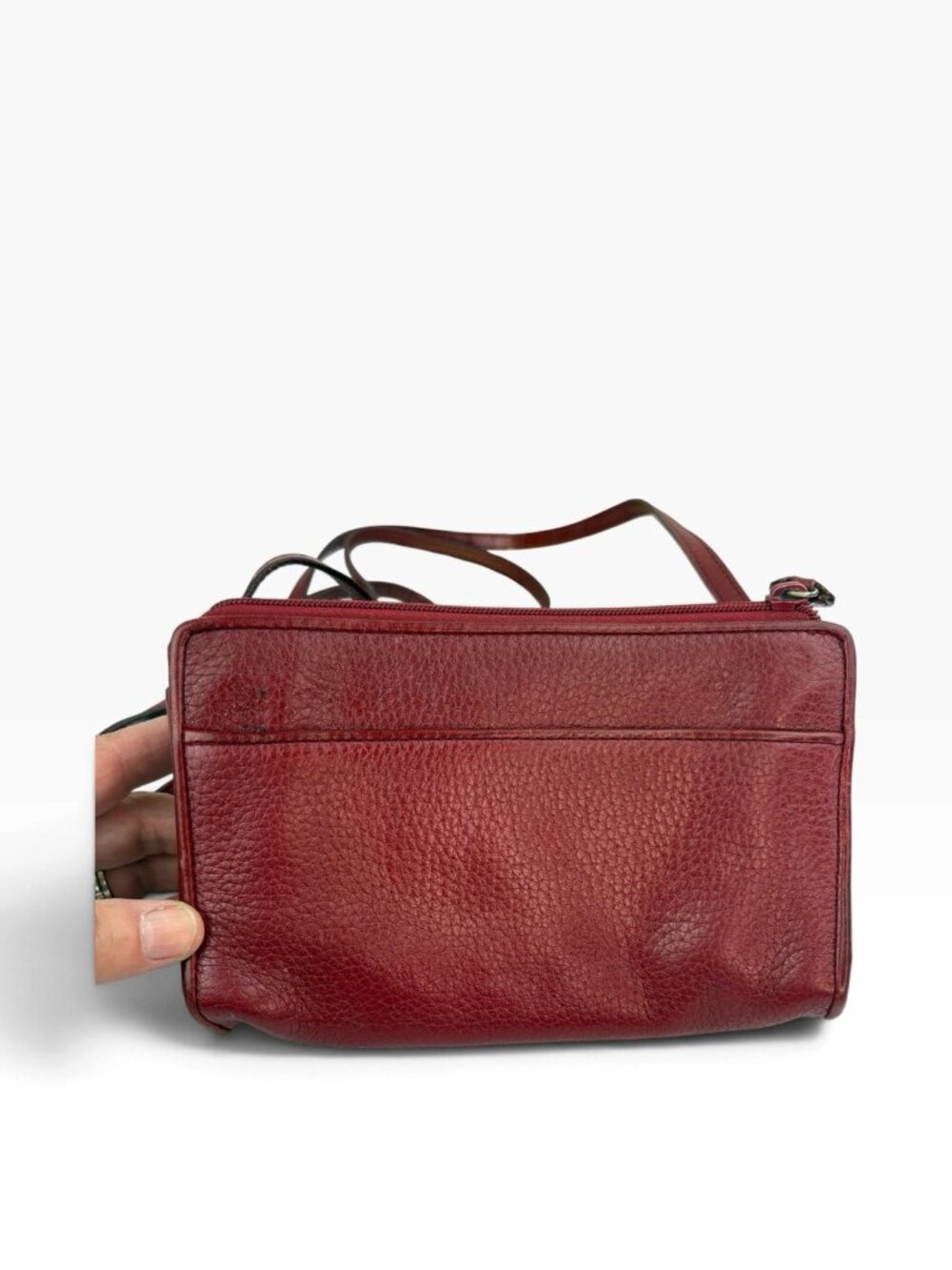 -Crossbody Wallet Purse Red Pebbled Leather Travel Festival Western Casual - Picture 5 of 12